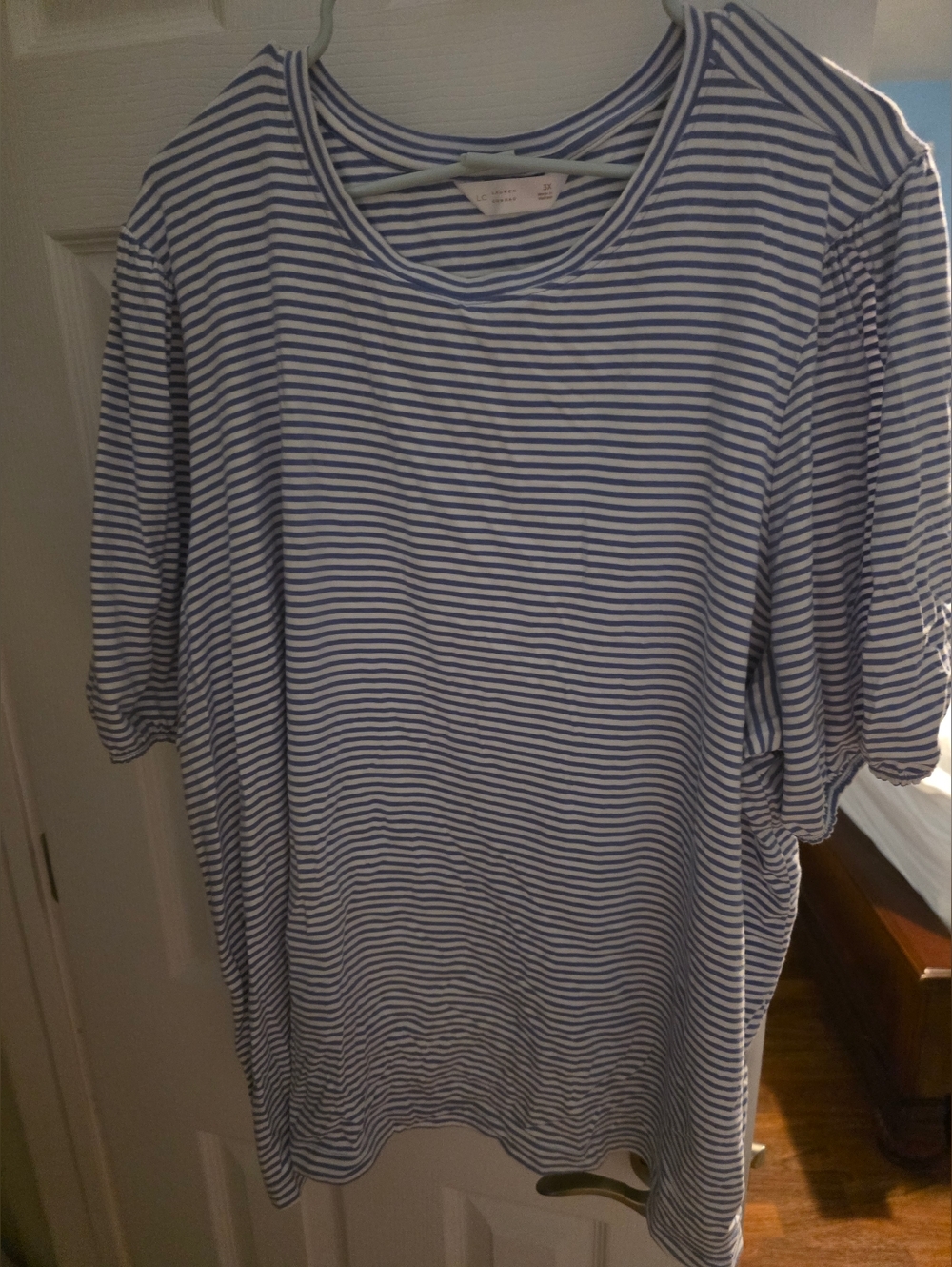 LC Lauren Conrad Blue/White Stripe Short Sleeved Top
